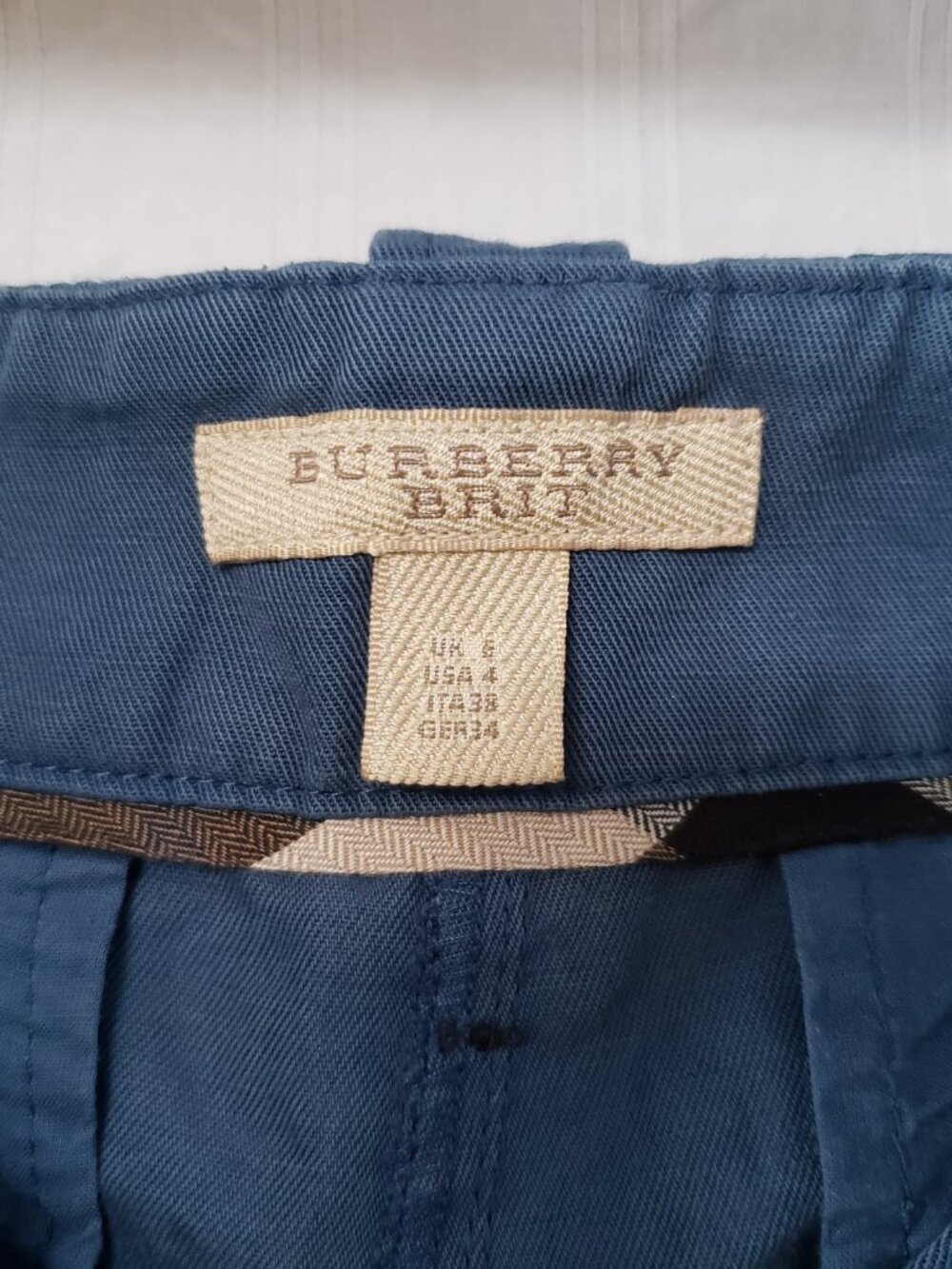 Burberry Brit Shorts Blue Cotton Linen Size 4 - Picture 4 of 14